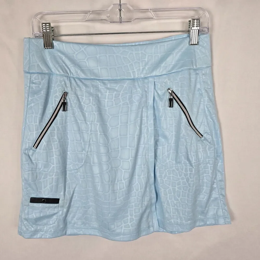 Jamie Sadock Skort Women's 2 Blue Textured Zip Pockets Pull On Golf Sports NWT